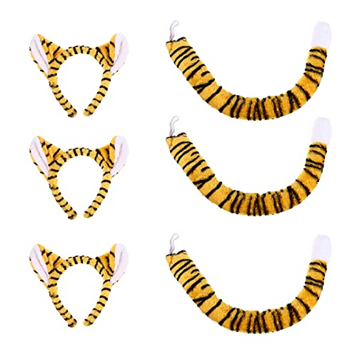 ibasenice 3 Stück Tiger Stirnband Schwanzschwänze Make Up Stirnband Kopfbänder Stirnbänder Cosplay Kopfschmuck Kostümzubehör Party Requisite Tierohr Haarband Party Stirnband von ibasenice