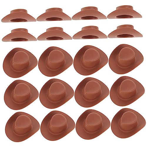 ibasenice 30St Mini-Cowboyhut Cowgirl-Hut für Cowgirl-Hüte für Damen Strohhut Cowboyhüte Puppenhut Cowboyhut für Puppen austauschbare Puppenhüte dekorative kleine Hüte Plastik Brown von ibasenice