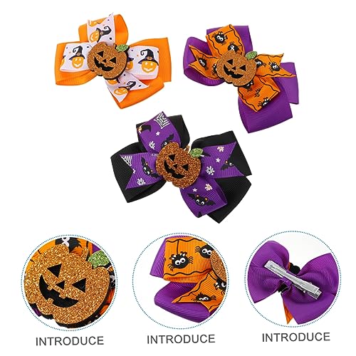 ibasenice 3St Halloween Kinder Haarschmuck Bowknot-Haarspangen Halloween-Haarspangen halloween haarschmuck kinder haarschmuck halloween Halloween-Kopfschmuck Party-Kopfbedeckung Rippe von ibasenice