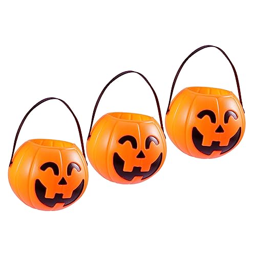 ibasenice 3St Kürbis Eimer Kinderkürbis-Halloween-Eimer Halloween-Eimer für Lutscher Halloween Pumpkin halloweenkürbis Halloween-Süßigkeitshalter Halloween-Kürbiseimer Plastik Orange von ibasenice