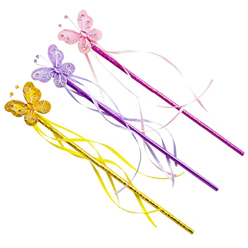 ibasenice 3St Zauberstab Mädchenspielzeug schmetterling dekorationen Party Mädchen Kinderkostüme fairy wand für farbiger Feenstab Kinderspielzeug PVC von ibasenice