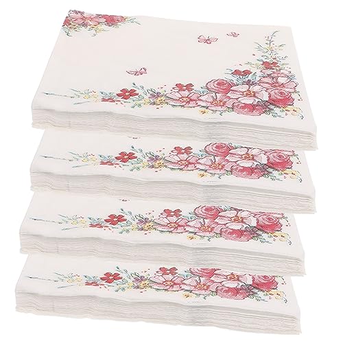 ibasenice 4 Papierserviette party accessoires geburtstagsservietten küchentücher Servietten für Blumenpartys Frühlingsblumenservietten Partei Seidenpapier entzückende Partyservietten von ibasenice