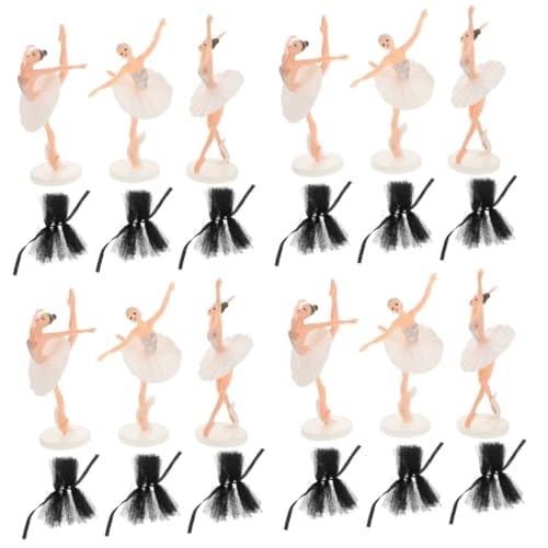 ibasenice 4 Sätze Dekorative Ballett-Ornamente Cupcake-Topper Mädchenfigur Ballett Kuchendekoration Ballett Figuren Deko Ballett Mädchen Kuchen Dekor Kuchendekor aus Kunststoff Plastik Black von ibasenice