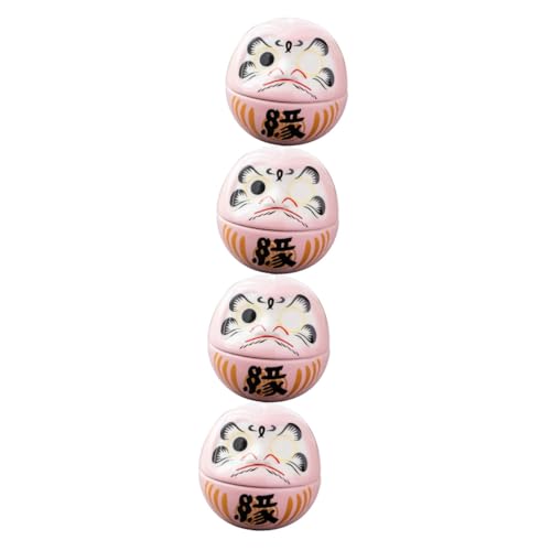 ibasenice 4 Stück Dharma-Eier Miniatur-Daruma-Puppe Daruma wackelt Desktop-Daruma-Modell Auto hochzeits Dekoration hochzeitdeko Spielzeug Daruma Becher japanische Daruma-Figur Keramik Rosa von ibasenice