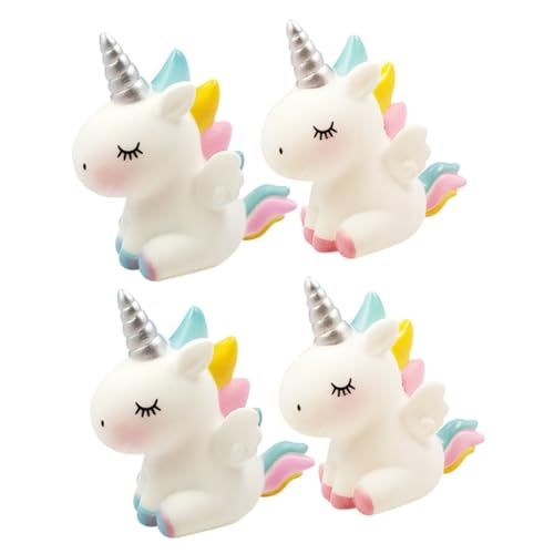 ibasenice 4 Stück Einhorn-topper Einhorn-verzierung Mini- Schöne Kuchendekoration Einhorn Kuchen Tischdekoration Einhornfiguren Tischminiaturen Kuchenverzierung Karikatur von ibasenice