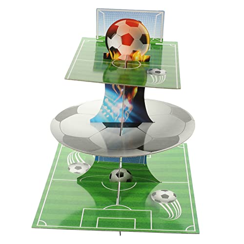 ibasenice 4 Stück Fußball Kuchenständer Gebäck Servierplatte Fußball Kuchenaufsätze Multifunktions Cupcake Ständer Kuchenständer 3 Stöckiger Cupcake Ständer Papp Kuchenständer Runder von ibasenice