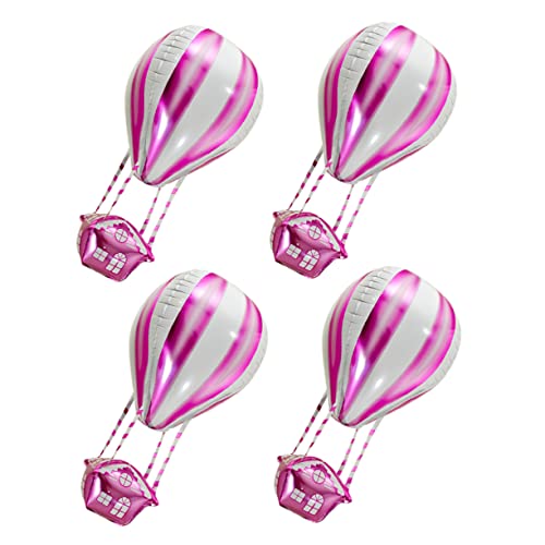 ibasenice 4 Stück Heißluftballon Dekoration Ballongas luftballons nupsis Heißluftballonfolie Gäste spielzeuge aufkleber Heißluft-Folienballon Ballon zum Kindergeburtstag Aluminiumfolie Rosa von ibasenice