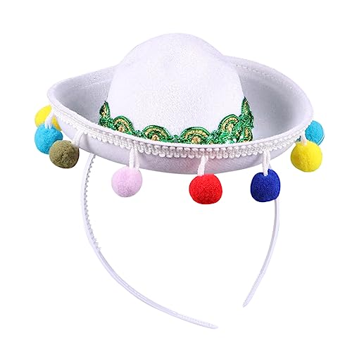 ibasenice 4 Stück Mexikanische Hüte Haarreifen haircharm haaraccessoires kindercroks festoon die degendame mexikanische party stirnbänder festlicher Strohhut Mexiko-Hut Sombrero Hut Haarreif von ibasenice