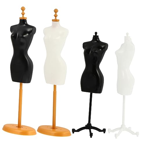 ibasenice 4 Stück Schaufensterpuppenständer Puppe Rock Schaufensterpuppe Miniatur Puppenständer Kleid Puppenhaus Zubehör Selber Machen Mini-Mannequin-Modell Black Plastik von ibasenice