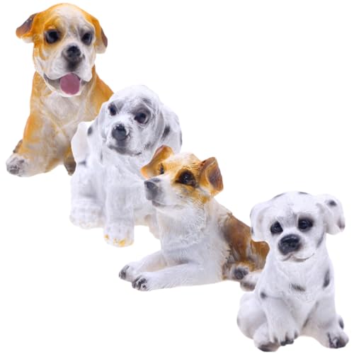 ibasenice 4 Stück Simulationshund Welpe Cupcake-Topper mit Hund Kinderspielzeug home decor wohnungsdeko Bonsai-Ornamente hausdeko wohnraumdeko Minifiguren für Spielzeughund Harz von ibasenice