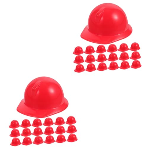 ibasenice 40 Stück Spielzeughelm Miniaturpuppenhelme Miniaturpuppen Bauhut Hüte Minipuppen Schutzhelm Minipuppen Bauhut Kinderspielzeug Puppenhut Minipuppenhelme Rote Bauchmuskeln von ibasenice