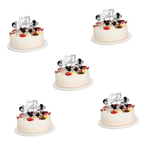 ibasenice 5 Sets Schwarz Gold Tortendeko Torteneinleger Topper Dekokugel Tortenspieße Tortenbällchen Topper Dekorationen Cupcake Toppers Happy Birthday Tortenaufsätze Gold Hochzeitsdeko von ibasenice