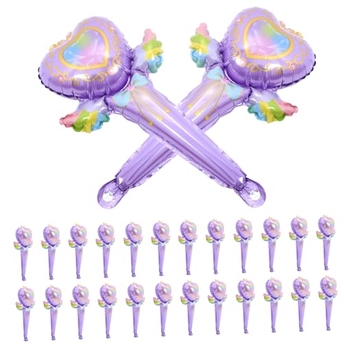 ibasenice 50Pcs Aufblasbarer Feenstab Folienballons Blase Ballonaufblaspumpe Quaste raumdeko ballonstäbe für luftballons Ballongas Luftballons aus Aluminiumfolie Ballons Ornamente Violett von ibasenice