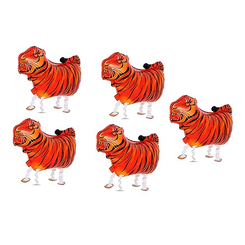 ibasenice 5St Folien-Tiger-Ballon kindergeburtstags dekoration tierluftballone Tierische Luftballons Farbiges Tiger-Ballon- Cartoon-Geburtstagsfeierballons Aluminiumfolie Orange von ibasenice