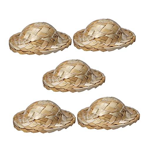 ibasenice 5St Strohhut Mini-Hüte Dekorationen Miniatur-Puppenhüte Krippendekoration Figur Rand Miniatures puppenstubenmöbel strohhüte Mini-Hut- kleines Hauszubehör Gras Khaki von ibasenice