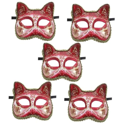 ibasenice 5st Maske Katze Cosplay Dekorativ Halloween Partygeschenk Rot Plastik von ibasenice