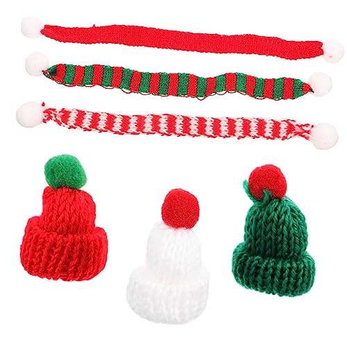 ibasenice 6 Stück Mini Weihnachtsmützen Und Schals Zum Basteln Dekorative Strickmützen Für Flaschen Und Puppen Lustige Weihnachtsmützen Für DIY Projekte Und Tischdekoration von ibasenice