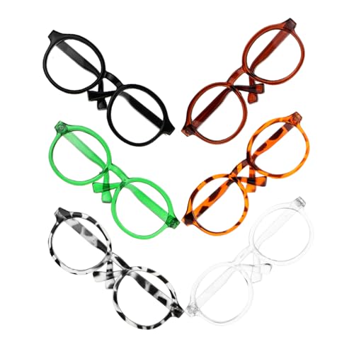 ibasenice 6St Puppenbrille Lesebrille für Puppen Mini-Puppen-Brille Katzen-Sonnenbrille Puppenmode Miniaturbrillen Puppenoutfit Brille zum Anziehen der Puppe entzückende Mini-Brille Plastik von ibasenice