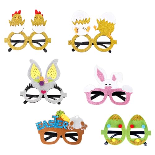 ibasenice 6st Ostern Brillengestell Ostereier Zum Dekorieren Rave-brille Partygeschenke Für Kinderbrillen Partybecher Neon-accessoires Rechteckige Sonnenbrille Für Damen Led-brille Gefühlt von ibasenice