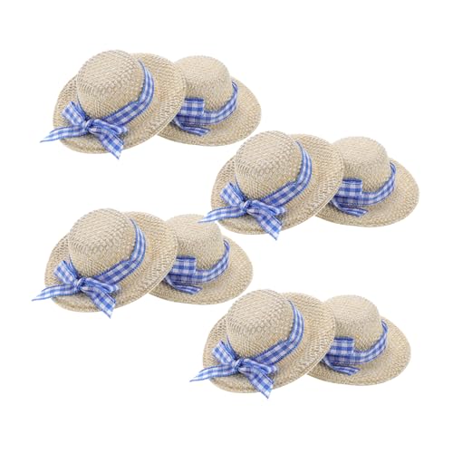 ibasenice 8 STK Strohhut Mini-strohhüte Mini-Sombrero-hüte Puppenstrohhüte Puppenhüte Minihüte Zum Basteln Miniaturhut Zubehör Für Babypuppen Mini-hüte Mini-hexenhüte Mini-Hut Beige Stoff von ibasenice