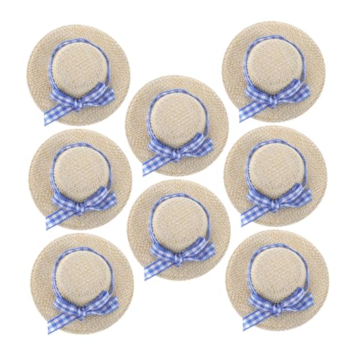 ibasenice 8 STK Strohhut Puppen Accessoires Puppenaccessoire Puppenhut Handarbeit Puppenhüte Mini-Hut Mini-Zylinder Mini-Strickmützen aus Strohimitat Schneemannmützen zum Basteln Weben Beige von ibasenice