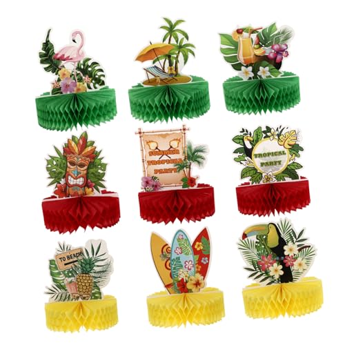 ibasenice 9 STK. Flamingo Wabenpendel Partydekor Bienenwabe Tiki-Dekorationen Partygeschirr lei Hawaii Party Dekoration Hawaii tischdeko Hawaii-Party-Ornament Waben-Tischdekorationen Papier von ibasenice