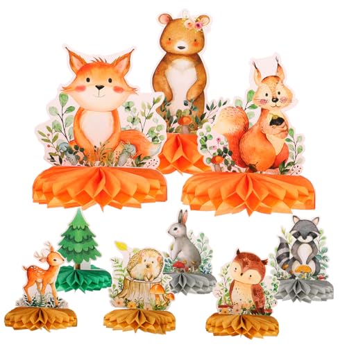 ibasenice 9 Stück Tier Waben Ornamente Waldtier Waben Babyparty Party Ornament Waldtiere Waben Wald Babyparty Tischdekoration Wald Party Dekorationen Papier von ibasenice