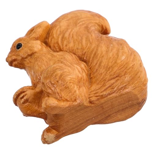 ibasenice Holzschneide handgefertigte Dekorationen Mini-Zubehör Süße Tierornamente Holz Tierische für Mini-Eichhörnchen-Statuen tierische Tischdekoration hölzern Light Brown von ibasenice