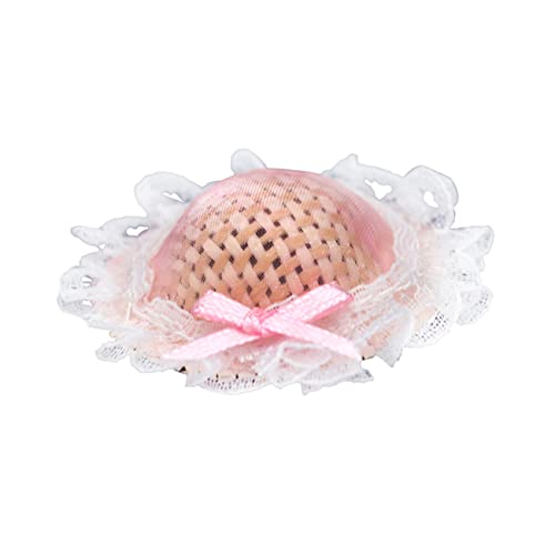 ibasenice Minihut Strohhut Mini-Hut- kleine Hüte Minihüte zum Basteln Miniaturhut Mini-Hüte Mini-Puppenhüte Puppenstrohhüte kleine Strohhüte Stoff Rosa von ibasenice