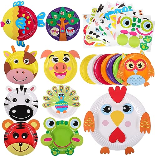 ibasenice Sticker Tiere Kinder Papierteller DIY Pappteller Aufkleber Kleinkind Crafts Tier Pappteller Pappteller Aufkleber Kunstprojekte Pappteller Kunst Aufkleber Kinder Crafts von ibasenice