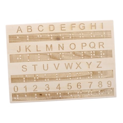 ibasenice Tafel Mit Braille-Alphabet Braille-Spielzeug Zeichenbrett Aus Holz Zeichenbrett Für Buchstaben Braille-lernlineal Fluchtraum-Requisite Gadgets Für Blinde Blindenschrift Hölzern von ibasenice