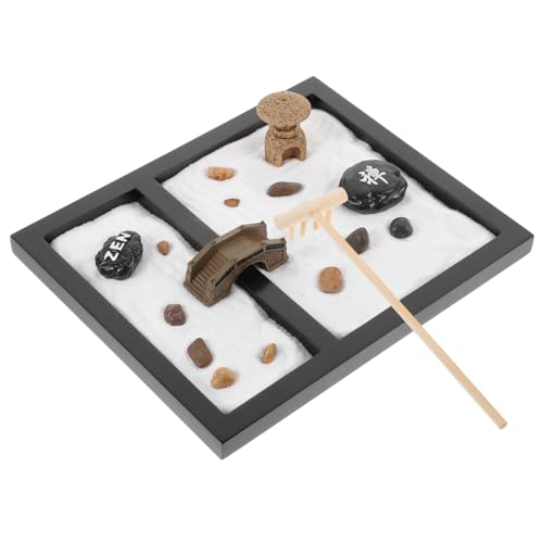 ibasenice Tischdekoration aus Sand meditations meditieren wohnaccessoires feng Shui tranquillo Ideas tischdeko esstisch Zen Garden bürodeko relaxan Miniaturlandschaft mit Sand Black von ibasenice