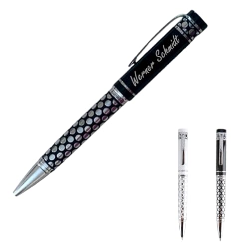 ibera gifts - Edler Pierre Cardin Kugelschreiber mit Gravur, personalisierter Kugelschreiber mit bis zu 2 Textzeilen, 14,3 cm, Geschenkbeutel inklusive (Schwarz groß) von ibera gifts