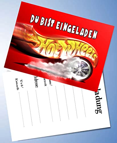 ich 10 Einladungskarten für Geburtstag Partys und Kindergeburtstag Kompatibel mit Hot Wheels Nr. 2 von ich