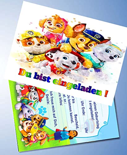 10 Einladungskarten für Geburtstag Partys und Kindergeburtstag Kompatibel mit Paw Patrol Nr. 14 von ich