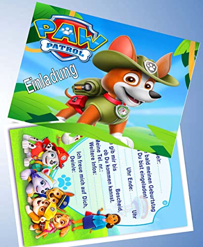 10 Einladungskarten für Geburtstag Partys und Kindergeburtstag Kompatibel mit Paw Patrol Nr. 9 von ich