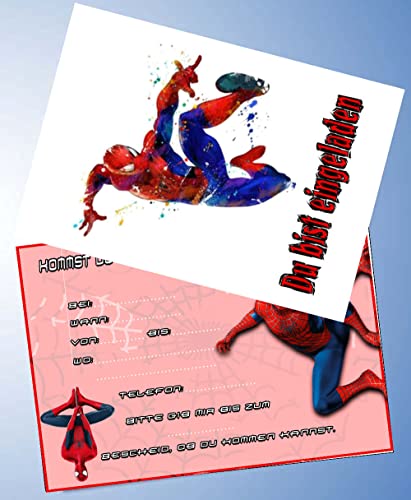 ich 12 Einladungskarten & 12 Umschläge für Geburtstag Partys und Kindergeburtstag Kompatibel mit Spiderman Nr. 7 von ich