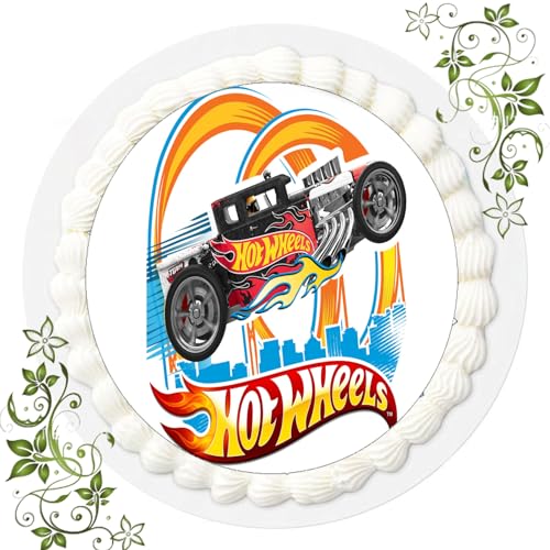 FONDANT Tortenbild, Zuckerbild mit Motiv, Essbares Foto für Torten, Tortenbild, Tortenaufleger Ø 20cm FONDANT Hot Wheels Nr. 11 von ich