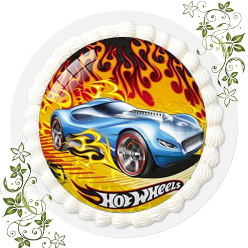 FONDANT Tortenbild, Zuckerbild mit Motiv, Essbares Foto für Torten, Tortenbild, Tortenaufleger Ø 20cm FONDANT Hot Wheels T7 von ich