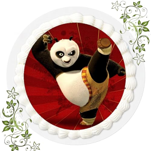 FONDANT Tortenbild, Zuckerbild mit Motiv, Essbares Foto für Torten, Tortenbild, Tortenaufleger Ø 20cm FONDANT Kung Fu Panda Nr. 1 von ich