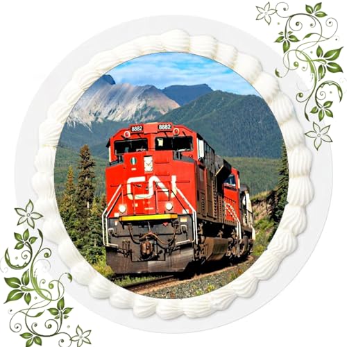 FONDANT Tortenbild, Zuckerbild mit Motiv, Essbares Foto für Torten, Tortenbild, Tortenaufleger Ø 20cm FONDANT Lokomotive Zug Eisenbahn Nr. 8 von ich