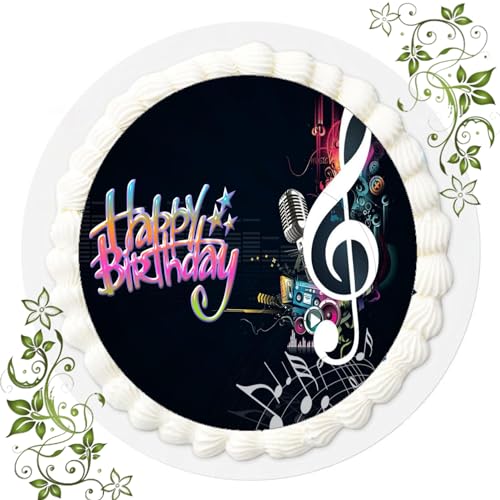 FONDANT Tortenbild, Zuckerbild mit Motiv, Essbares Foto für Torten, Tortenbild, Tortenaufleger Ø 20cm FONDANT Musik Nr. 3 von ich