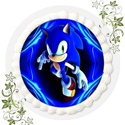 FONDANT Tortenbild, Zuckerbild mit Motiv, Essbares Foto für Torten, Tortenbild, Tortenaufleger Ø 20cm FONDANT Sonic the Hedgedog NR. 6031 von ich