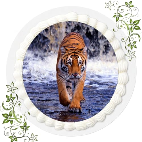 FONDANT Tortenbild, Zuckerbild mit Motiv, Essbares Foto für Torten, Tortenbild, Tortenaufleger Ø 20cm FONDANT Tiger Nr. 6105 von ich