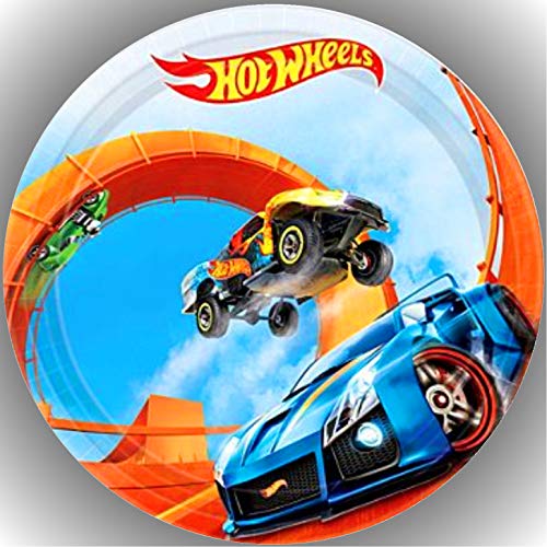 Fondant Tortenbild, Zuckerbild Essbares Foto für Torten, Tortenaufleger Ø 20cm - Hot Wheels Nr. 13 von ich