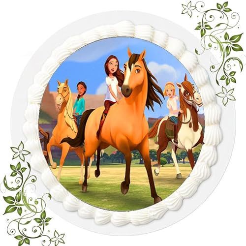 Fondant Tortenbild, Zuckerbild Essbares Foto für Torten, Tortenaufleger Ø 20cm - Spirit Wild und Frei Nr.6 von ich