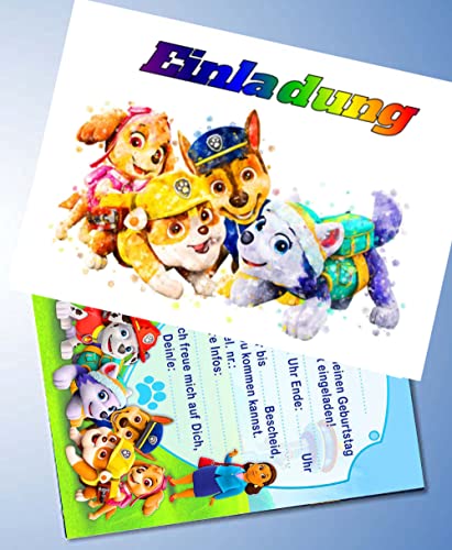 ich 10 Einladungskarten für Geburtstag Partys und Kindergeburtstag Kompatibel mit Paw Patrol Nr. 12 von ich