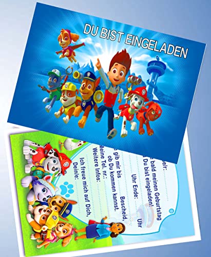 ich 10 Einladungskarten für Geburtstag Partys und Kindergeburtstag Kompatibel mit Paw Patrol Nr. 7 von ich