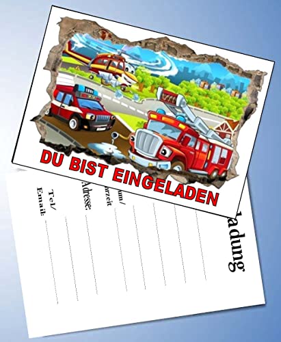 ich 10 Einladungskarten für Geburtstag Partys und Kindergeburtstag kompatibel mit Feuerwehr Nr. 1 von ich