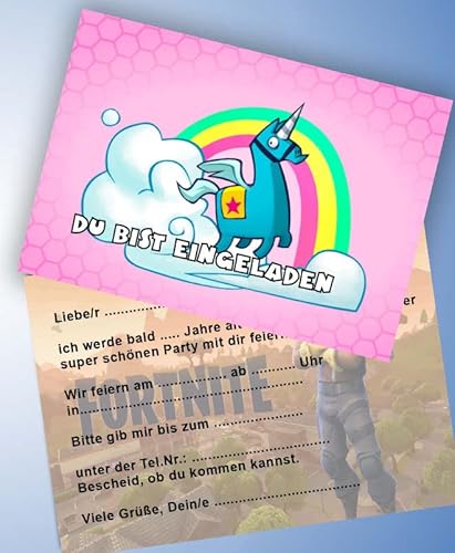 ich 12 Einladungskarten & 12 Umschläge für Geburtstag Partys und Kindergeburtstag Game Fort_nite Nr. 2 von ich